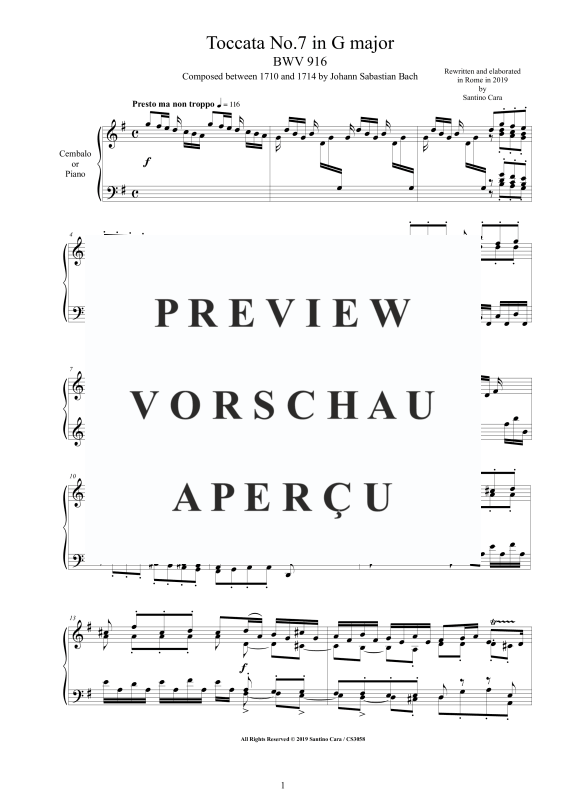 Produktgalerie: Seite 2 von 11 Toccata Nr. 7 G-Dur BWV 916, , Cembalo/Klavier Solo