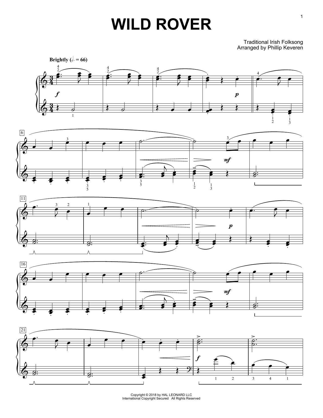 Produktbild zu: Wild Rover [Classical version] (arr. Phillip Keveren)