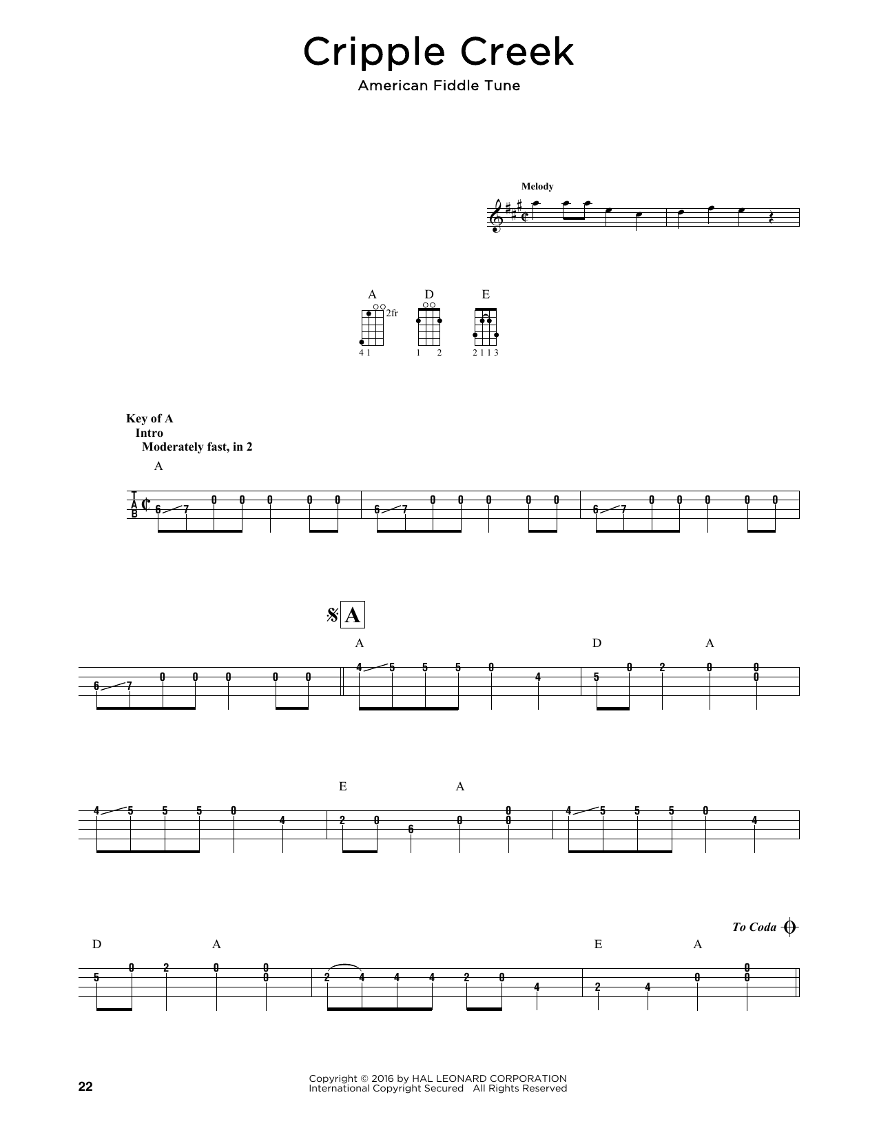 Produktbild zu: Cripple Creek (arr. Fred Sokolow)