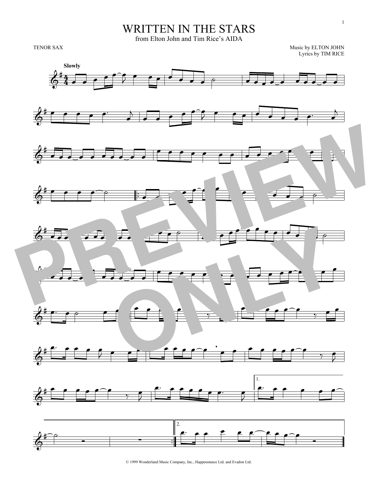 Product gallery: Page 1 of 1 Written In The Stars (from Aida), Elton John & LeAnn Rimes