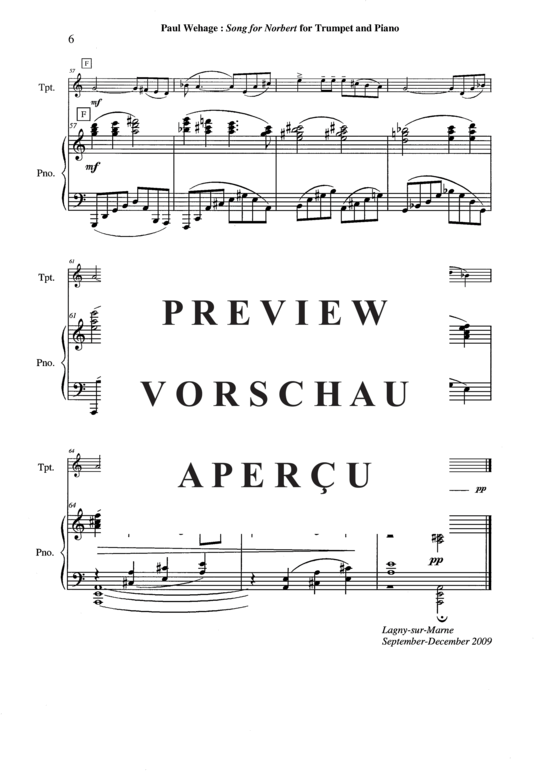 Produktgalerie: Seite 7 von 13 Song for Norbert , , (Trompete in B oder C + Klavier)