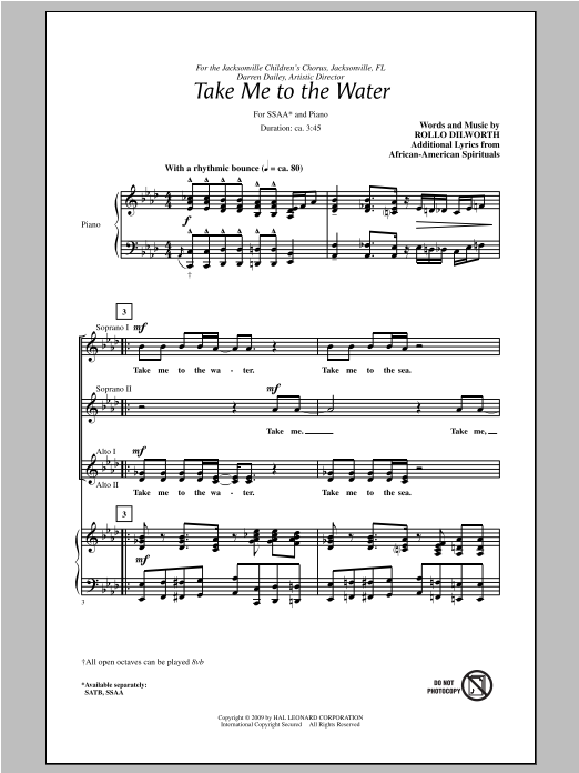 Produktgalerie: Seite 1 von 1 Take Me To The Water, Rollo Dilworth, Chor