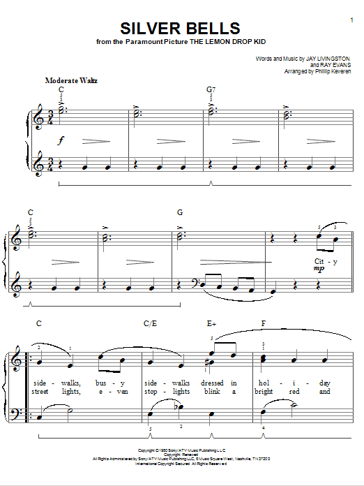 Product gallery: Page 1 of 1 Silver Bells (arr. Phillip Keveren), Jay Livingston