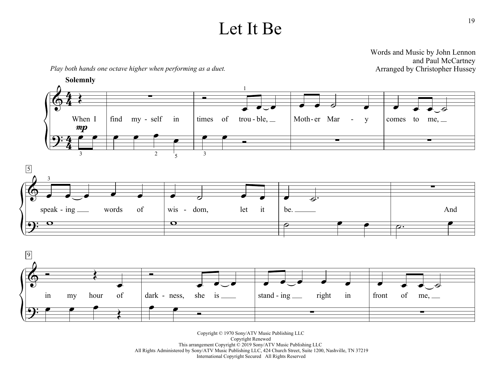 Produktgalerie: Seite 1 von 1 Let It Be (arr. Christopher Hussey), The Beatles, Klavier