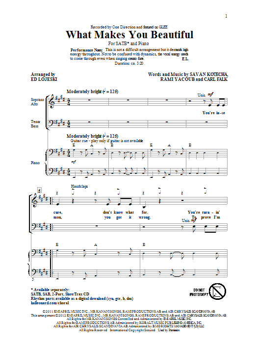 Produktgalerie: Seite 1 von 1 What Makes You Beautiful, Ed Lojeski, Chor