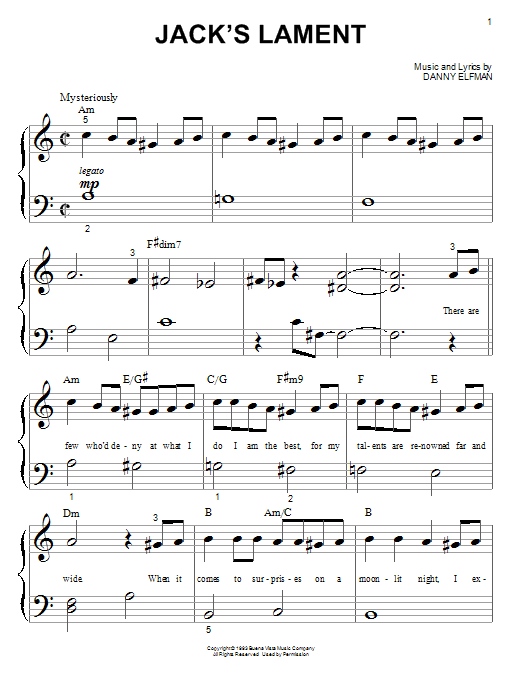 Product gallery: Page 1 of 1 Jack's Lament (from The Nightmare Before Christmas), Danny Elfman