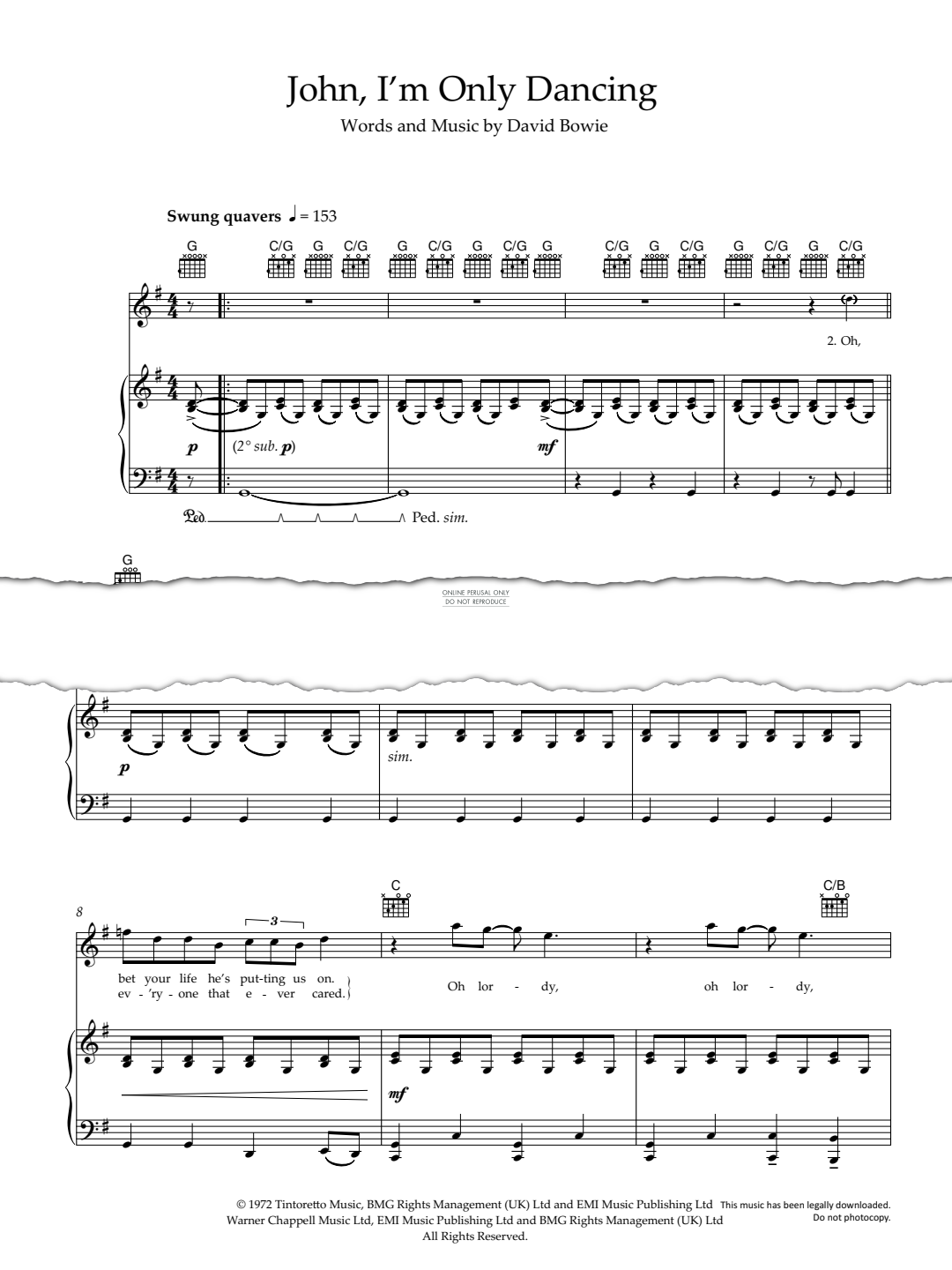 Produktgalerie: Seite 1 von 1 John, I'm Only Dancing, David Bowie, Gesang, Gitarre, Klavier