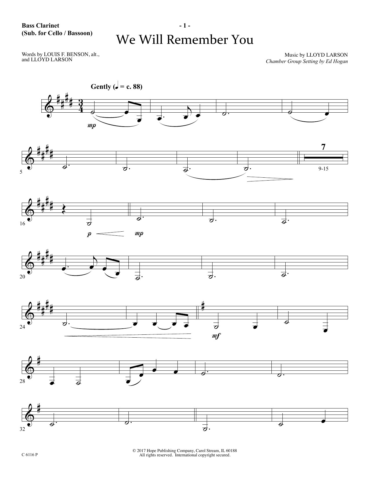 Product picture to: We Will Remember You - Bass Clarinet
