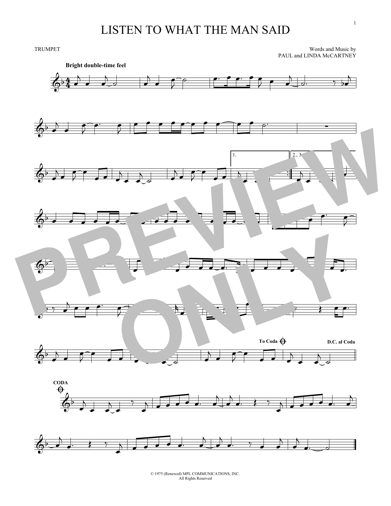 Produktgalerie: Seite 1 von 1 Listen To What The Man Said, Wings, Trompete