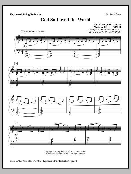 Produktbild zu: God So Loved The World Chamber Orchestra - Keyboard String Reduction