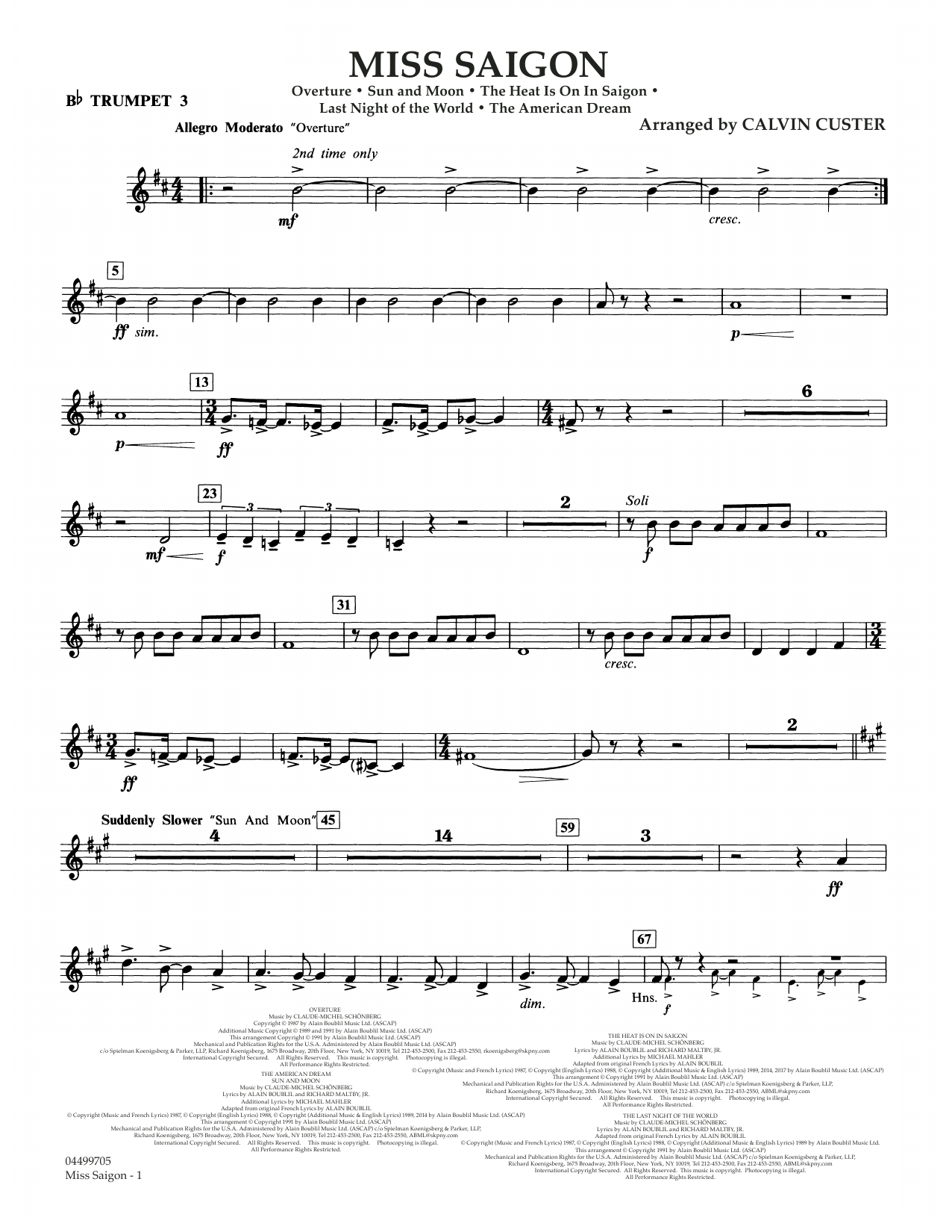 Produktbild zu: Miss Saigon (arr. Calvin Custer) - Bb Trumpet 3
