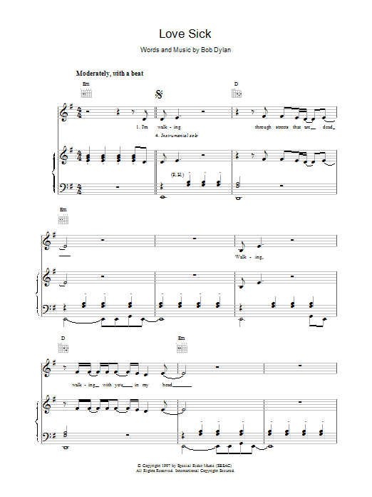 Produktgalerie: Seite 1 von 1 Love Sick, Bob Dylan, Gesang, Gitarre, Klavier