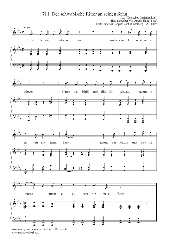 Product picture to: Der schwäbische Ritter an seinen Sohn Text: Friedrich Leopold Graf zu Stolberg, 1750-1819