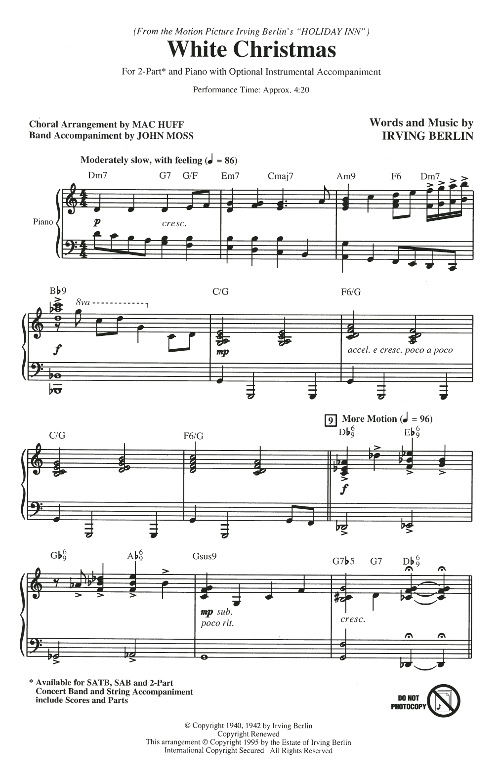 Produktbild zu: White Christmas (from Holiday Inn) (arr. Mac Huff)