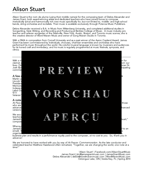 Product gallery: Page 4 of 11 At Peace: Commemoration, , (clarinet in Bb and piano)