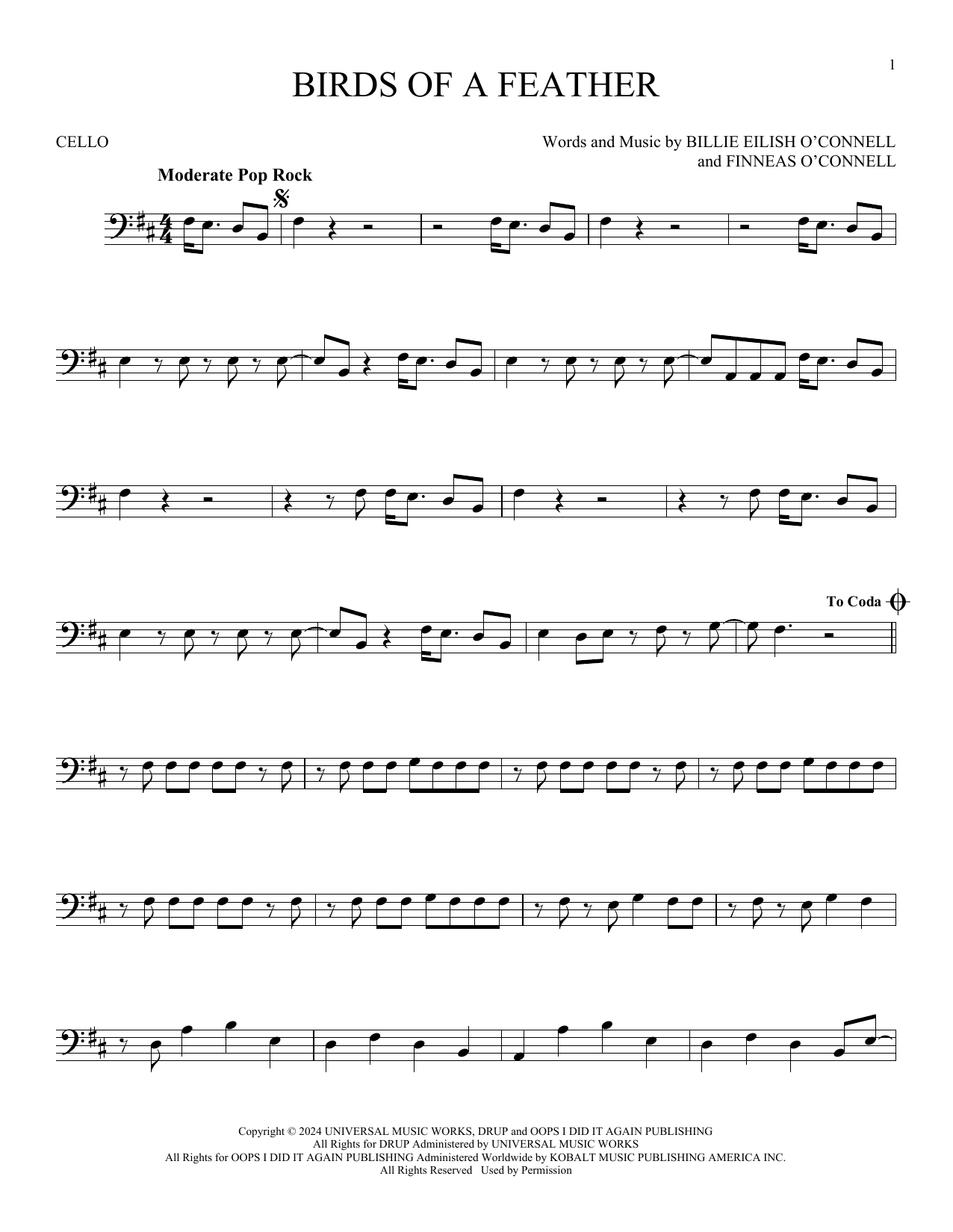 Produktgalerie: Seite 1 von 1 Birds Of A Feather, Billie Eilish, Violoncello