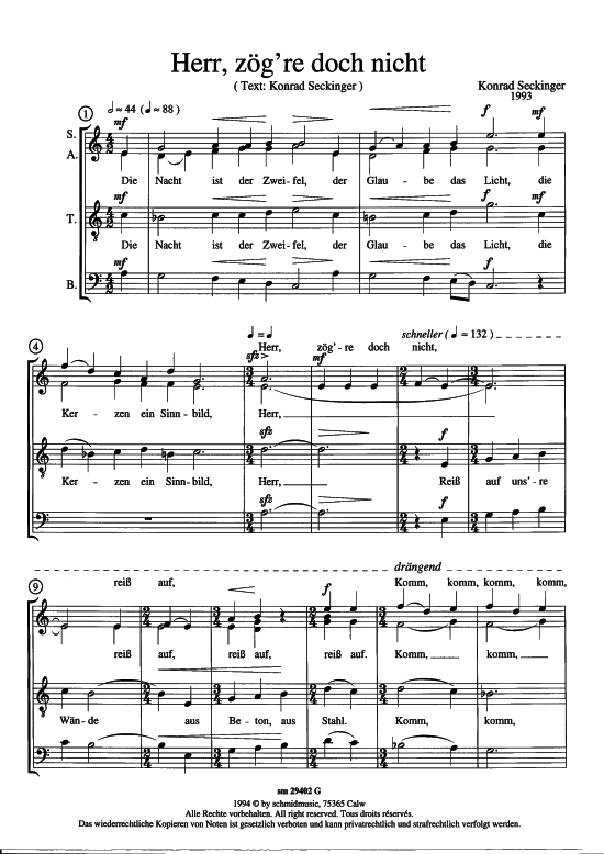 Product picture to: Herr, zögre doch nicht Konrad Seckinger