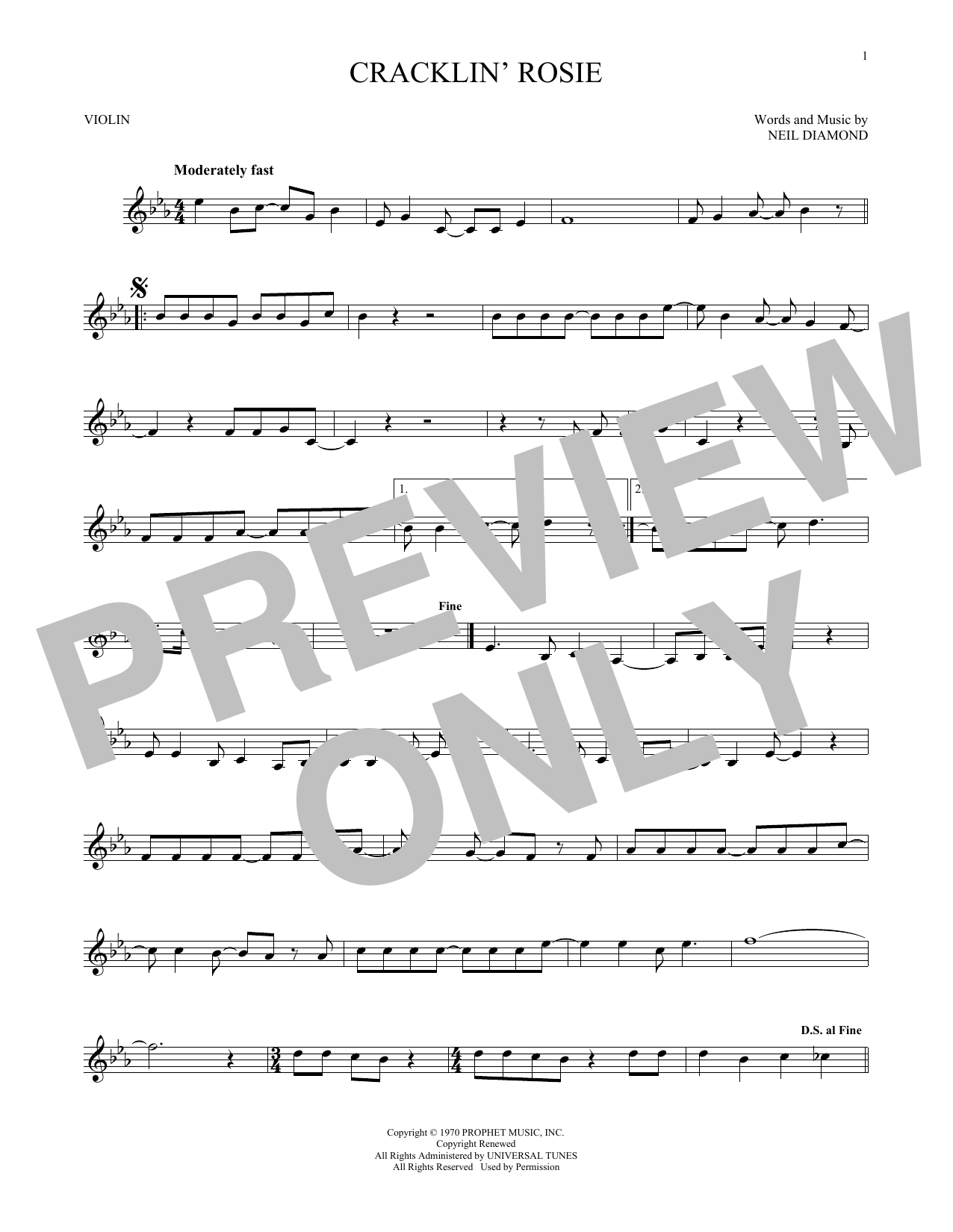 Produktgalerie: Seite 1 von 1 Cracklin' Rosie, Neil Diamond, Violine