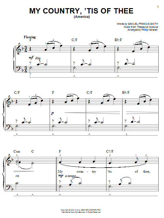 Produktbild zu: My Country, 'Tis Of Thee (America) (arr. Phillip Keveren)