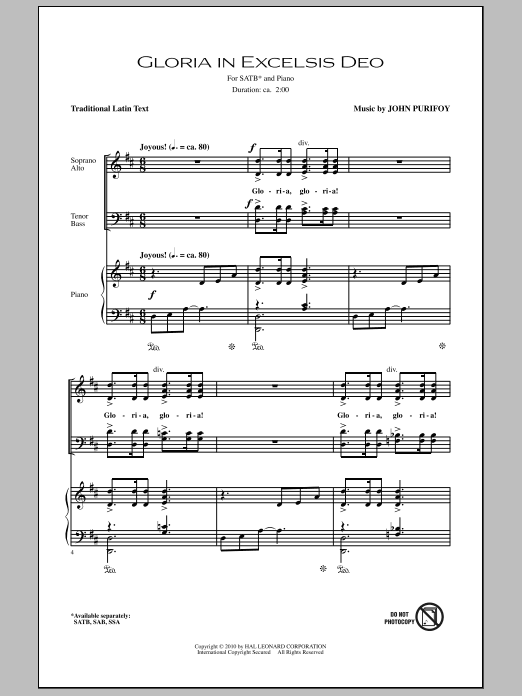 Produktgalerie: Seite 1 von 1 Gloria In Excelsis Deo, John Purifoy, Chor
