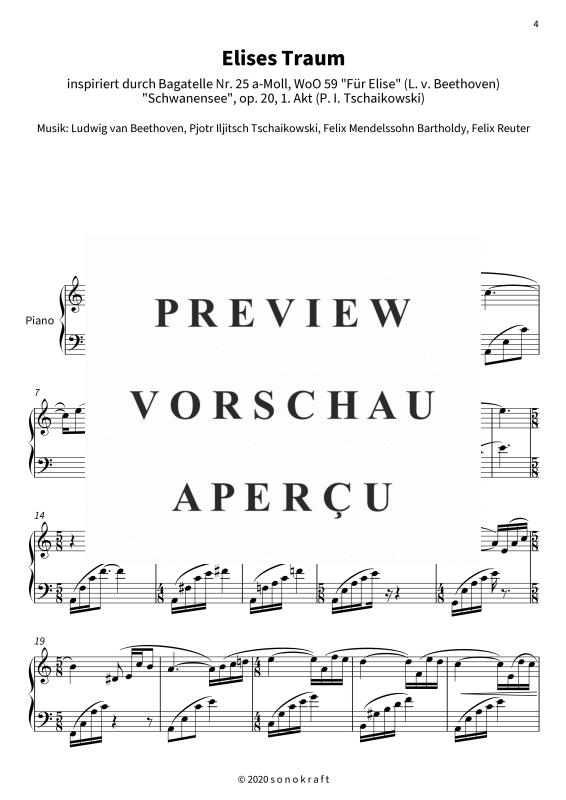 gallery: Elises Traum - Inspiriert von Beethovens Für Elise & Tschaikowskis Schwanensee Op.20, , Klavier Solo
