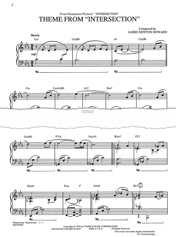 gallery: Theme from 'Intersection', James Newton Howard, Klavier