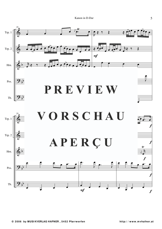 gallery: Kanon in D-Dur, , (Blechbläser Quintett)