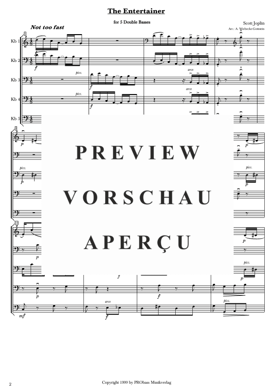 gallery: The Entertainer, , Double Bass Quintet