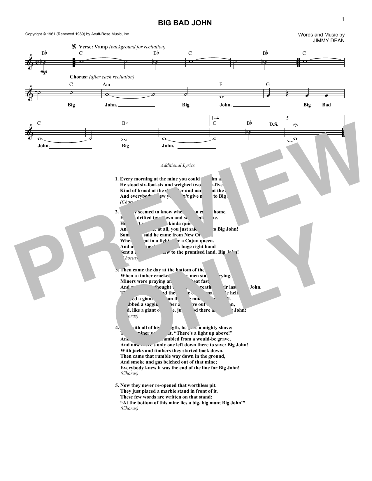 Produktgalerie: Seite 1 von 1 Big Bad John, Jimmy Dean, Melodieinstrument