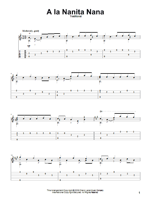 Produktgalerie: Seite 1 von 1 A La Nanita Nana (Hear Lullabies and Sleep Now), Traditional Spanish Melody, Gitarre