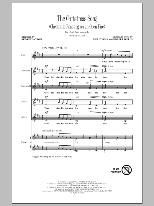 Product gallery: Page 1 of 1 The Christmas Song (Chestnuts Roasting On An Open Fire), Audrey Snyder