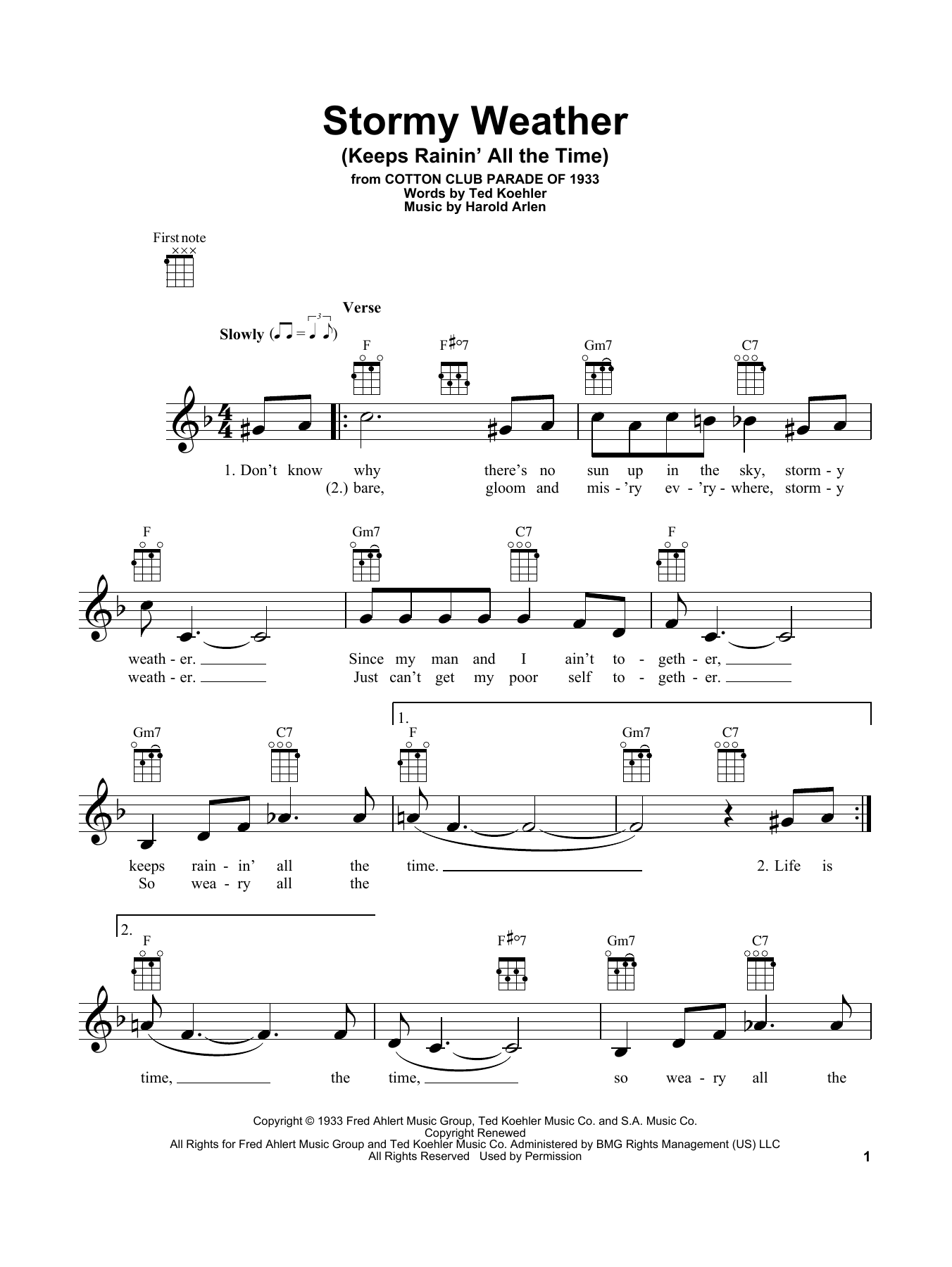 Product gallery: Page 1 of 1 Stormy Weather (Keeps Rainin' All The Time), Harold Arlen