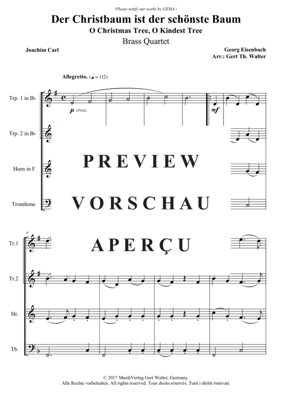 Produktgalerie: Seite 2 von 3 Der Christbaum ist der schönste Baum , , (Blechbläserquartett)