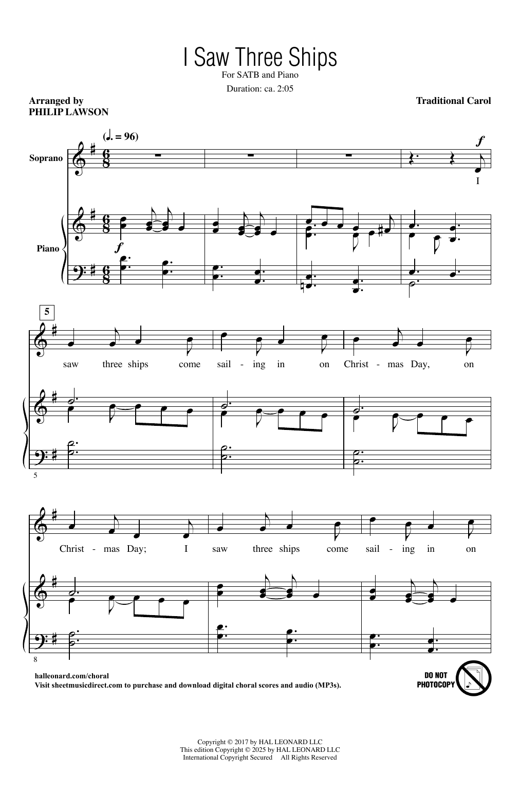 Produktgalerie: Seite 1 von 1 I Saw Three Ships (arr. Philip Lawson), Traditional English Carol, Chor
