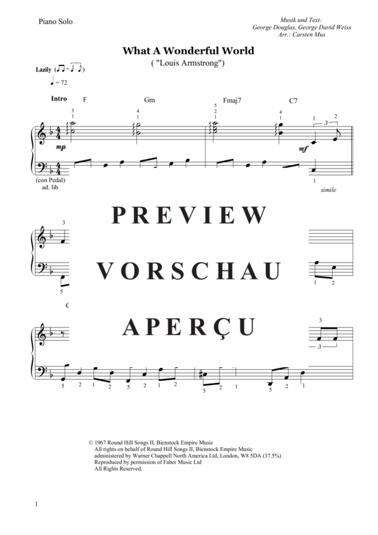 Product gallery: Page 2 of 6 What A Wonderful World - Louis Armstrong , , Piano Solo