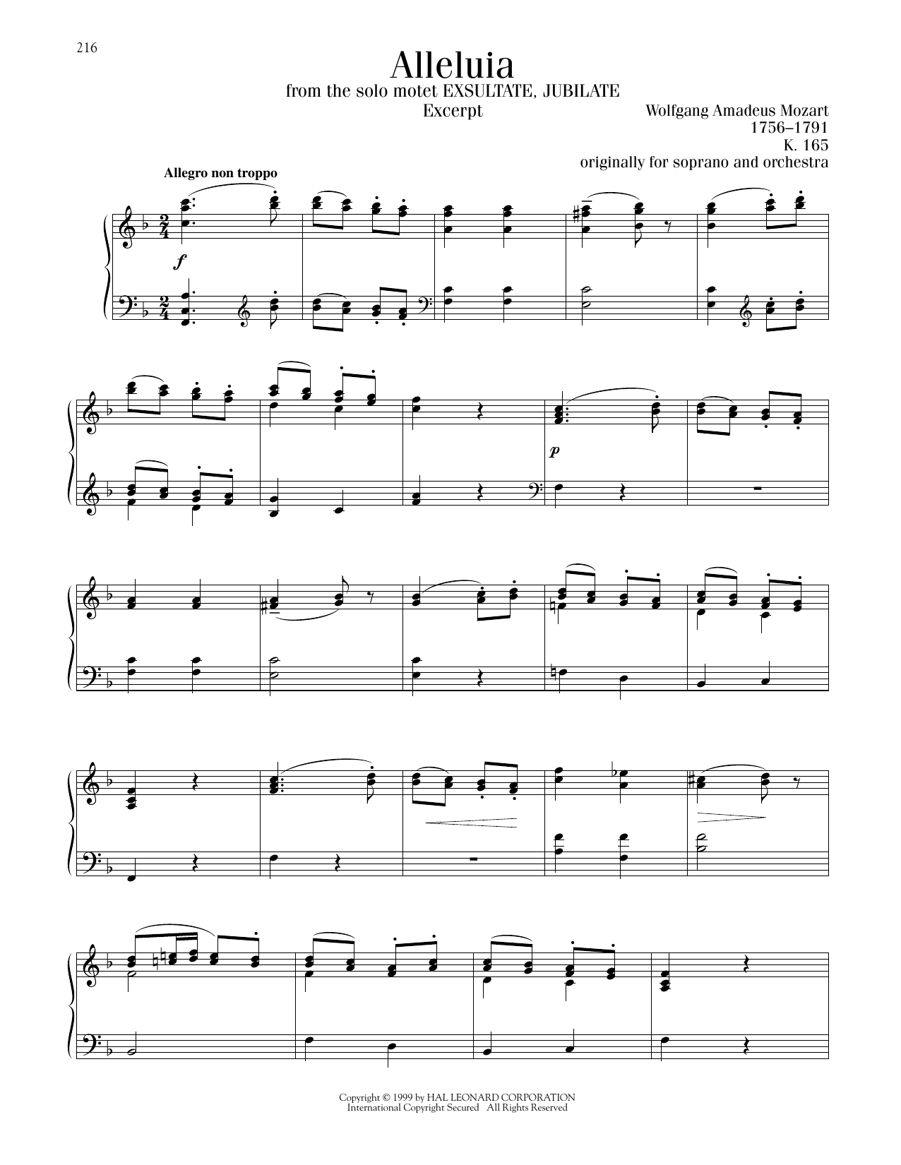 Product picture to: Alleluia, K. 165