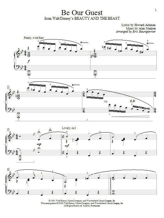 Produktbild zu: Be Our Guest (from Beauty And The Beast) (arr. Eric Baumgartner)