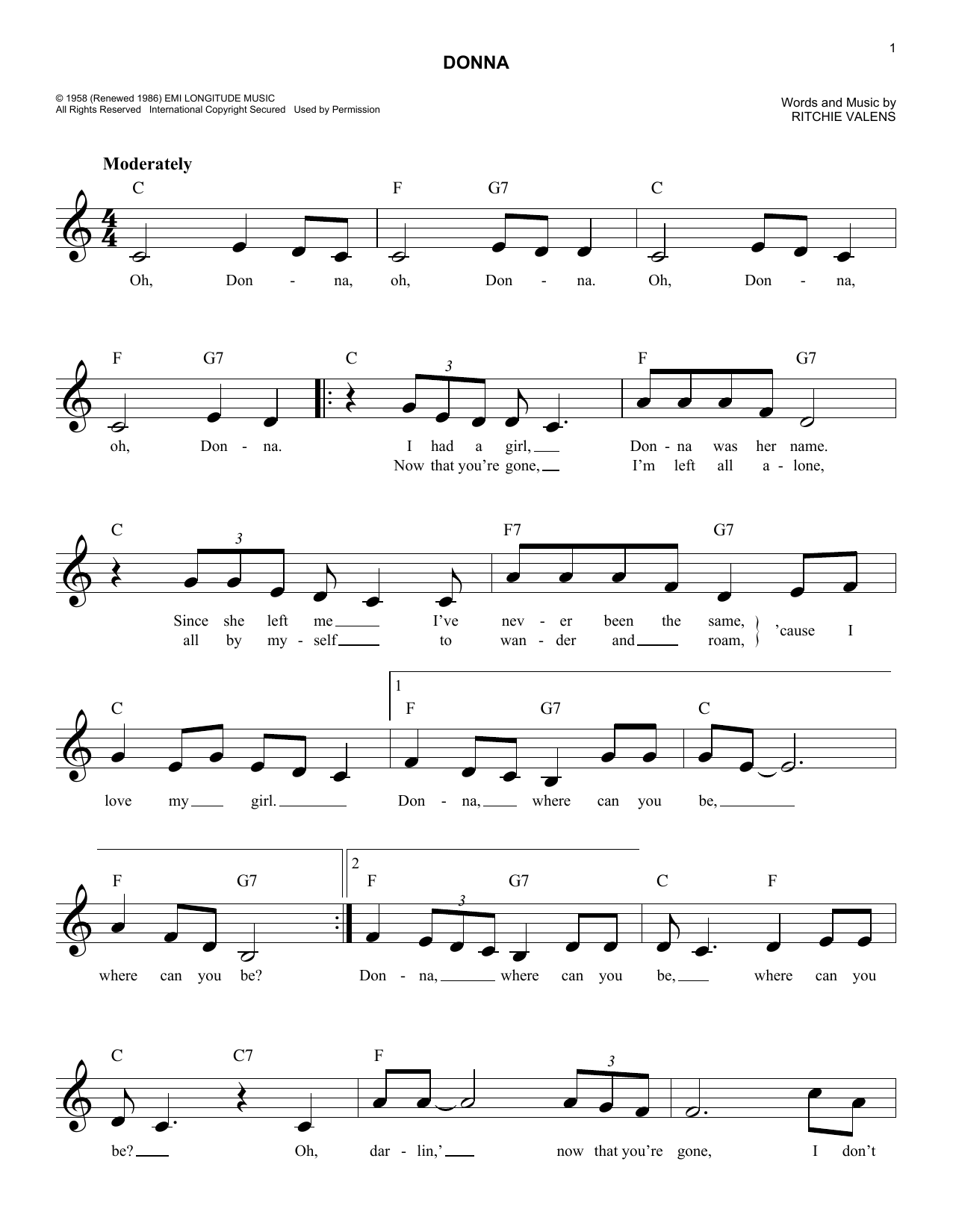 Product picture to:  Donna - Ritchie Valens