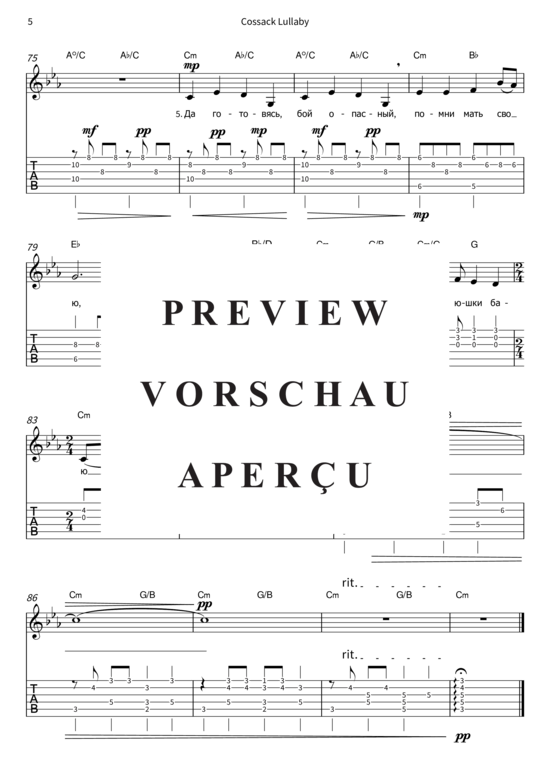 Produktgalerie: Seite 8 von 8 Cossack Lullaby, , (Gesang + Gitarre)