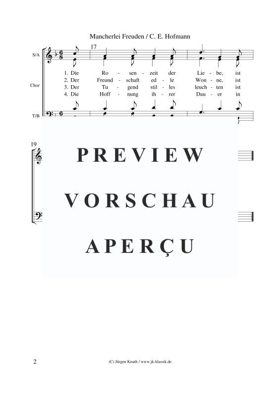 gallery: Mancherlei Freuden (Ein Rundgesang mit willkührlichem Chor), , (Gemischter Chor)