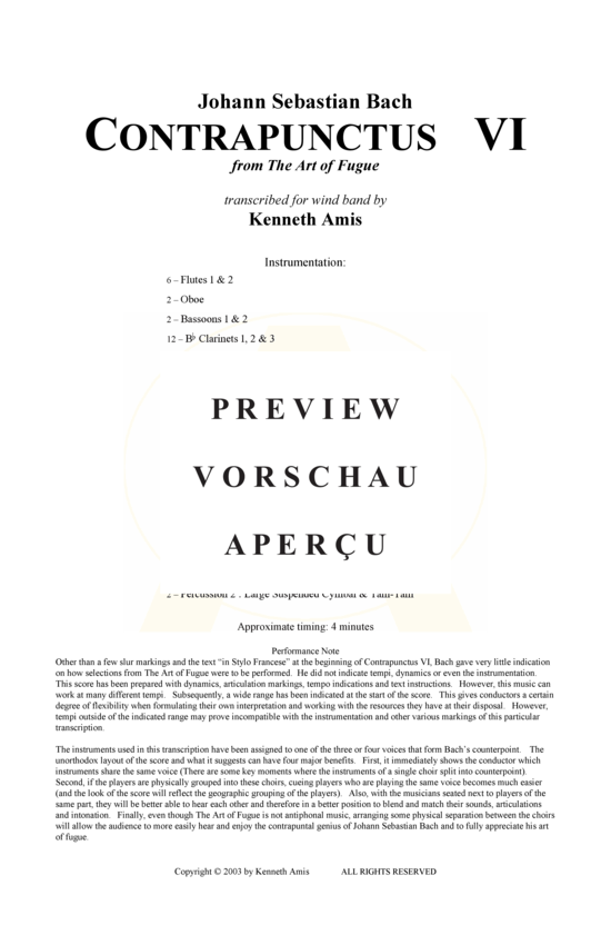 Produktgalerie: Seite 3 von 18 Contrapunctus 6 aus Kunst der Fuge , , (Concert Band)