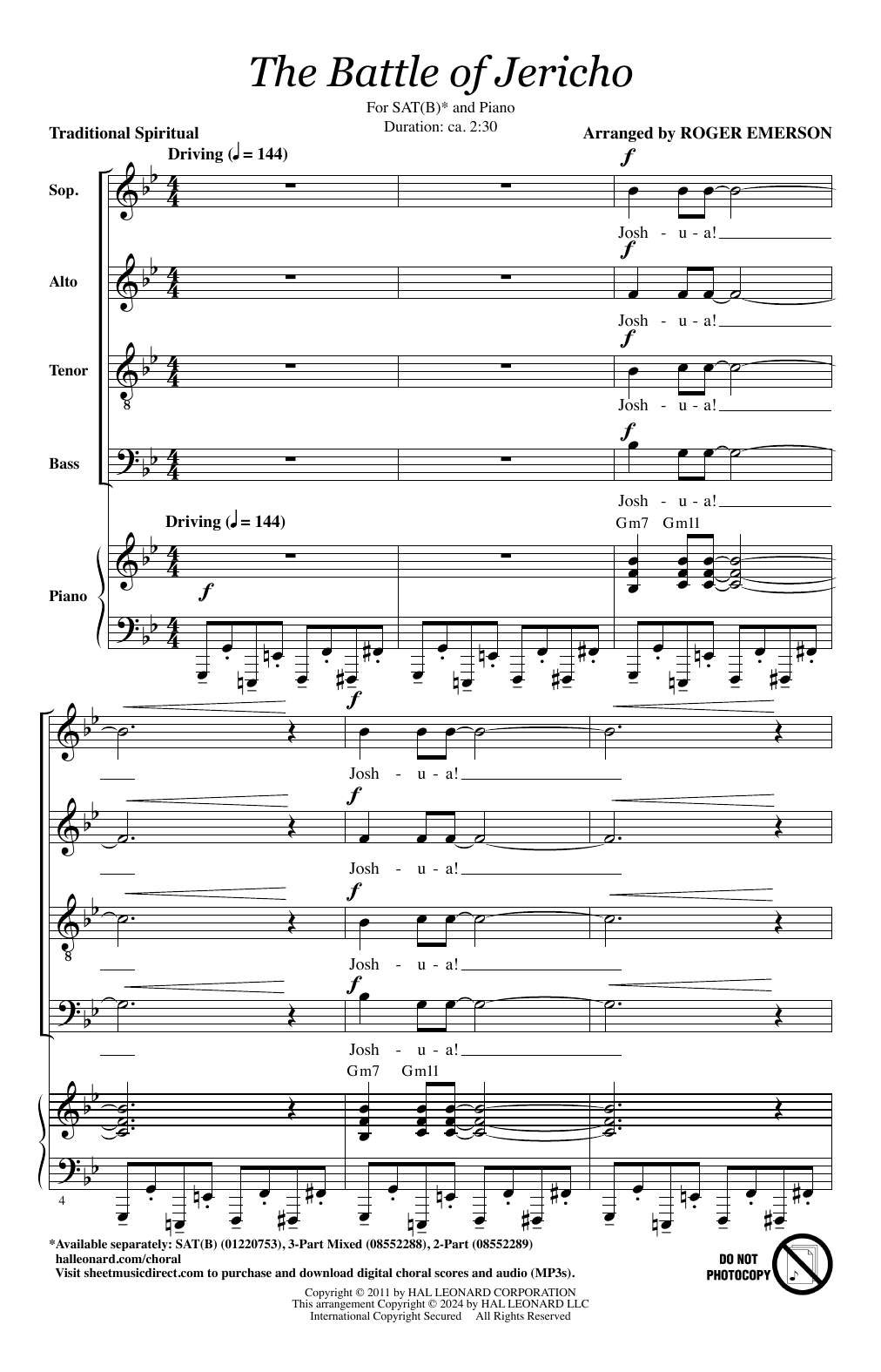 Product picture to: The Battle Of Jericho (arr. Roger Emerson)