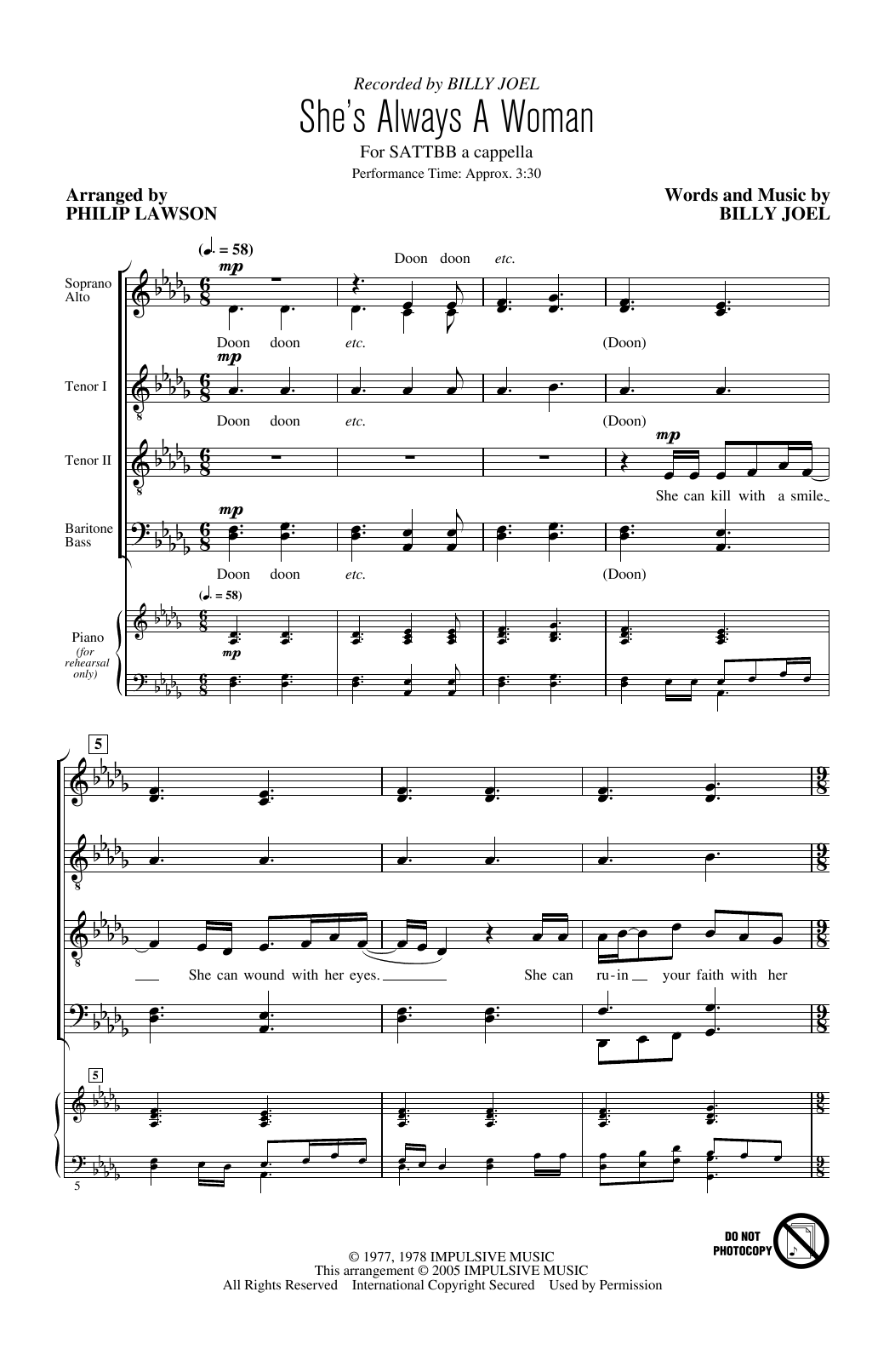 Produktbild zu: She's Always A Woman (arr. Philip Lawson)