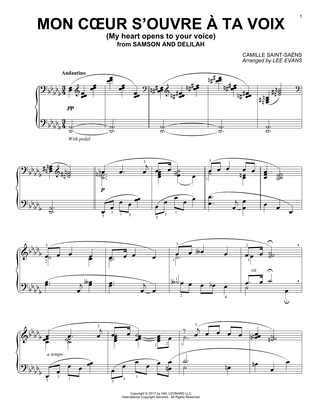 Product gallery: Page 1 of 1 Mon Coeur S'ouvre A Ta Voix (arr. Lee Evans), Camille Saint-Saëns