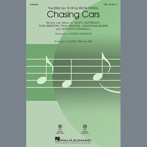 Produktbild zu: Chasing Cars (arr. Roger Emerson)