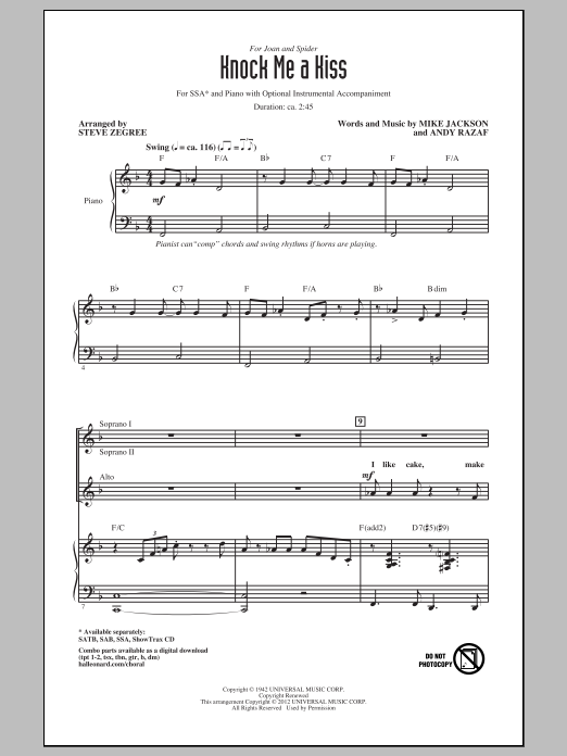 Produktgalerie: Seite 1 von 1 Knock Me A Kiss, Steve Zegree, Chor