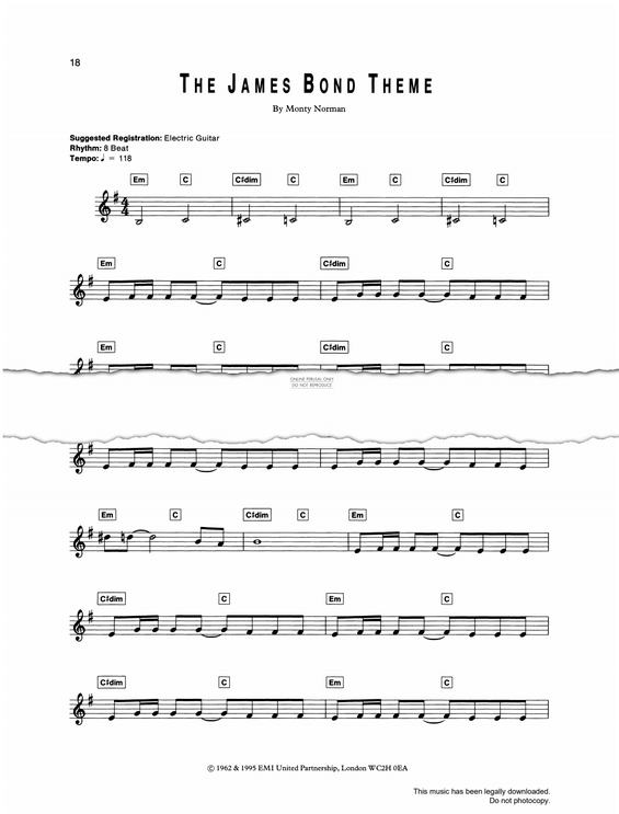 Produktgalerie: Seite 1 von 1 James Bond Theme, Monty Norman, Keyboard