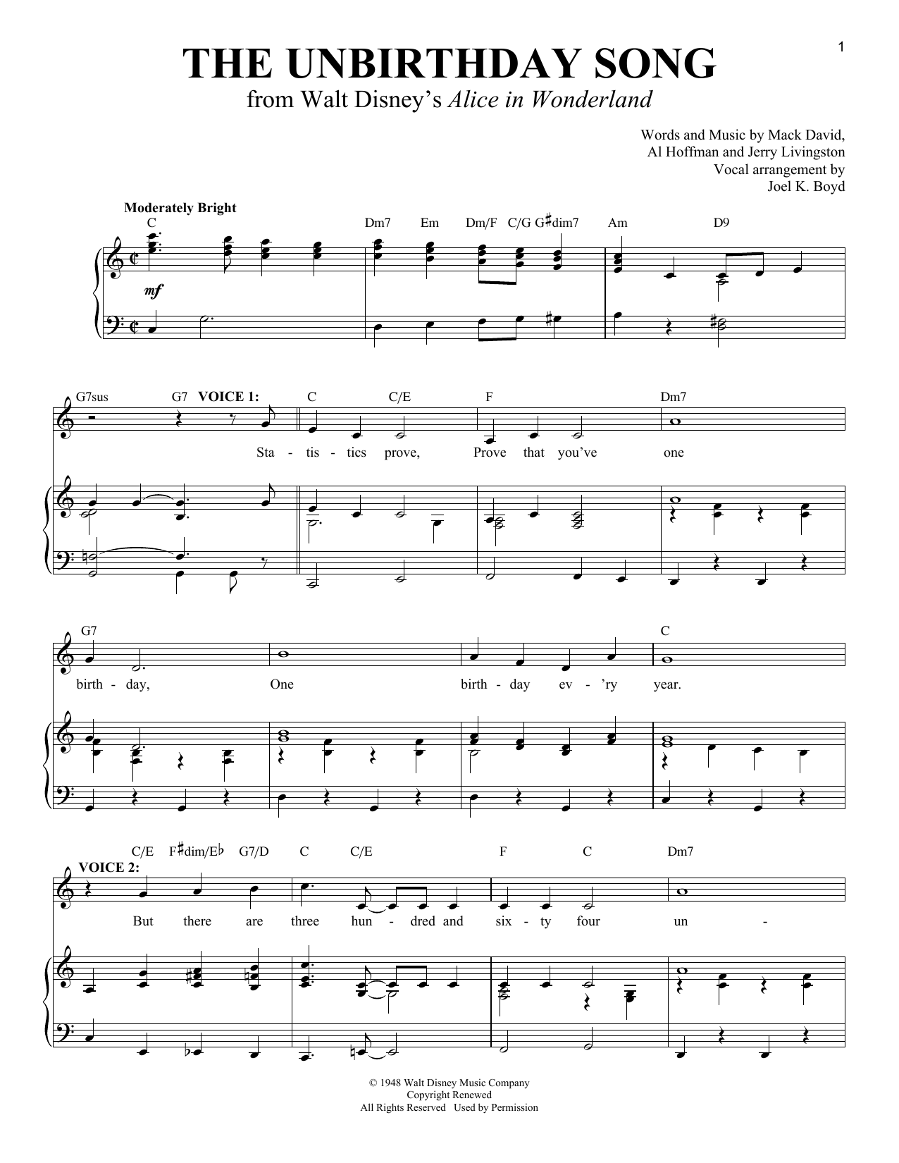 Product picture to: The Unbirthday Song (from Alice In Wonderland)