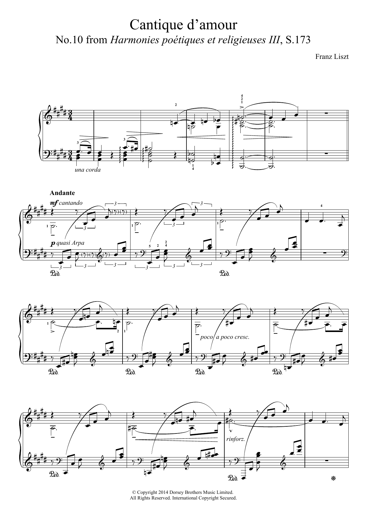 Produktbild zu: Harmonies Poétiques Et Réligieuses For Piano No.10: Cantique D'amour
