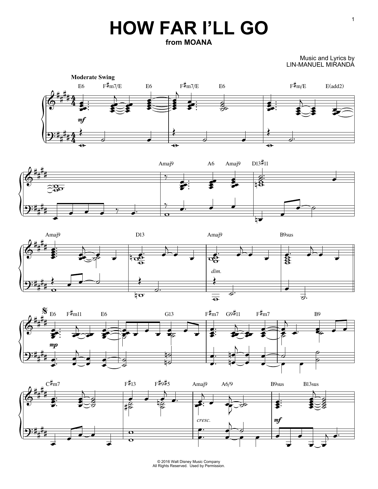 Product gallery: Page 1 of 1 How Far I'll Go [Jazz version] (from Moana) (arr. Brent Edstrom), Lin-Manuel Miranda